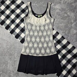 3 | Johnny Martin | Lace Flounce-Neck Color Block Mini Dress